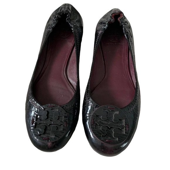 Tory Burch Reva flats maroon patent leather flat 9 - Picture 1 of 8